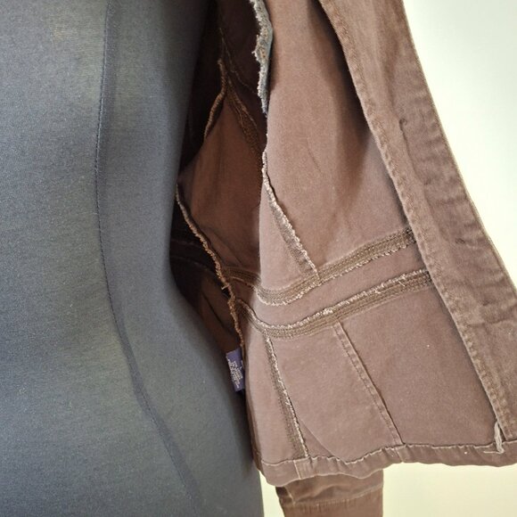 Vintage Cropped Utility Jacket Sz L Cotton Sun Bleached Brown Cozy Casual - Picture 12 of 15